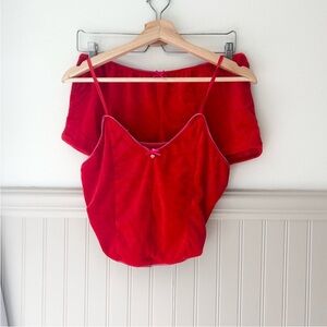 Spoiled Angel XL Red Velvet Like 2 Piece Women's Pajama Set